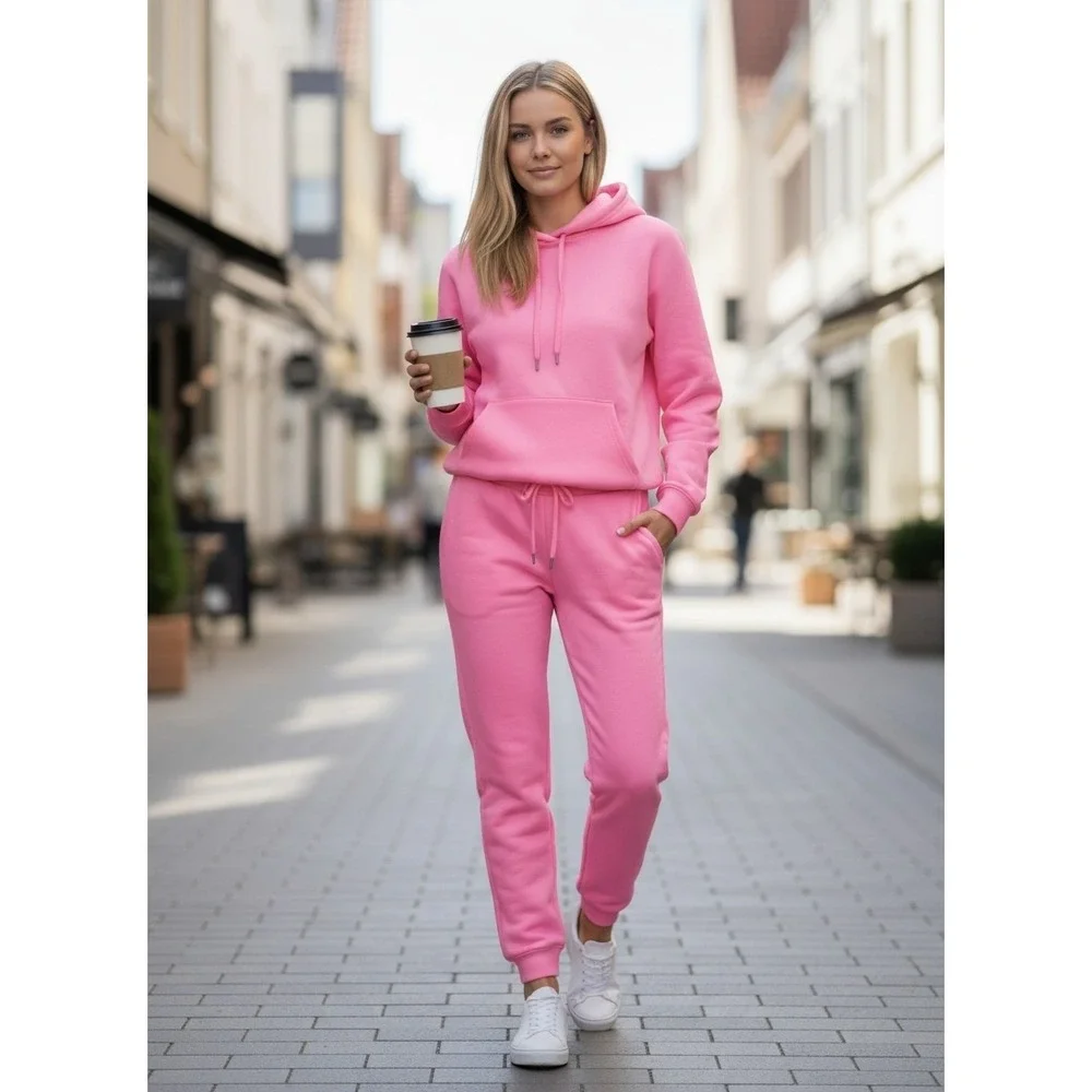 Pink 2 Piece Hoodie and Jogger Sweatpant Lounge Set Womens‎ Size Medium